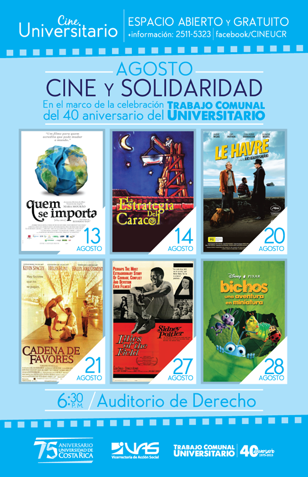 Afiche del cine universitario Agosto 2015, en el marco del 40 aniversario de TCU