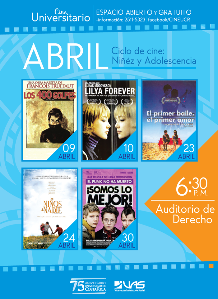 Afiche de la programación de Cine UCR para abril 2015