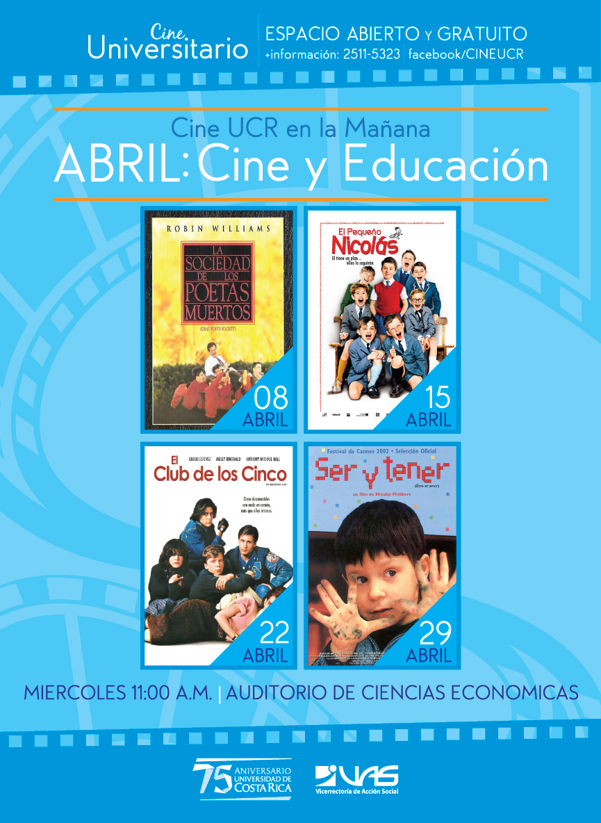 Afiche del Cine al medio día, para el mes de abril.