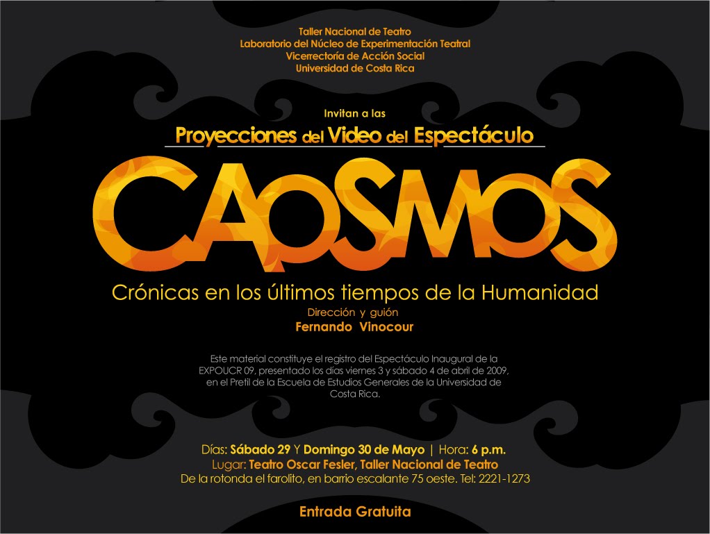 img-noticia-Afiche de la obra Caosmos, dirigida por Fernando Vinocour, que se presentará en el Teatro Oscar Fesler, del Taller Nacional de Teatro.