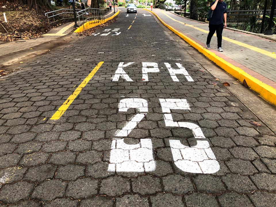 img-noticia-Pese a la reglamentación, los errores en la señalización persisten en Costa Rica. La foto corresponde a un señal horizontal en el campus Rodrigo Facio. Foto Eduardo Muñoz.