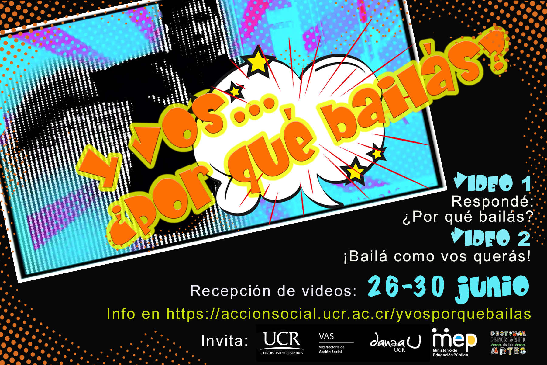 “Y vos...¿por qué bailás?” invita a estudiantes de primaria y secundaria a enviar sus propuestas de video demostrando creativamente porque les gusta el baile.