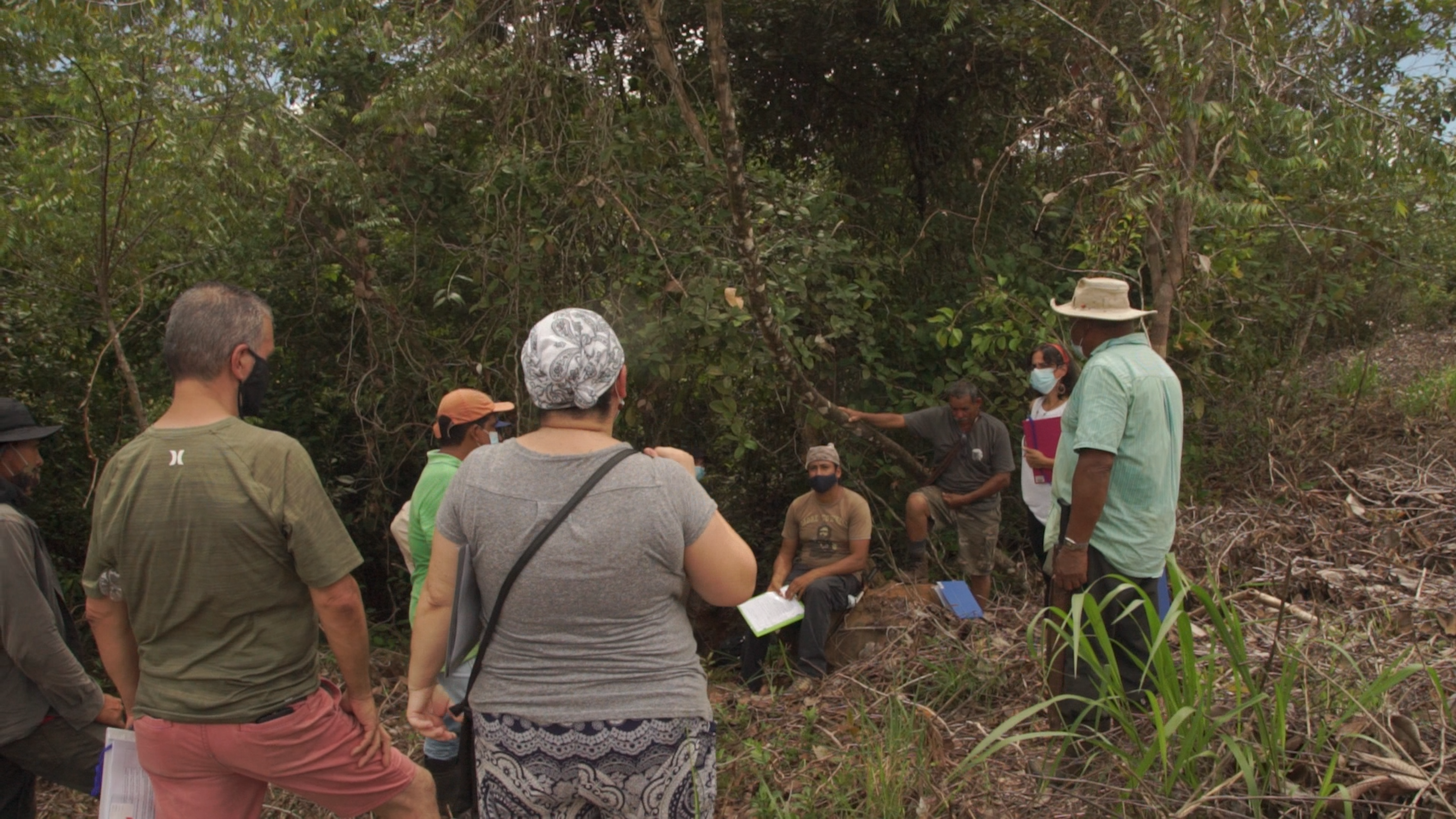 Familias indígenas de territorio de Térraba en sus parcelas  