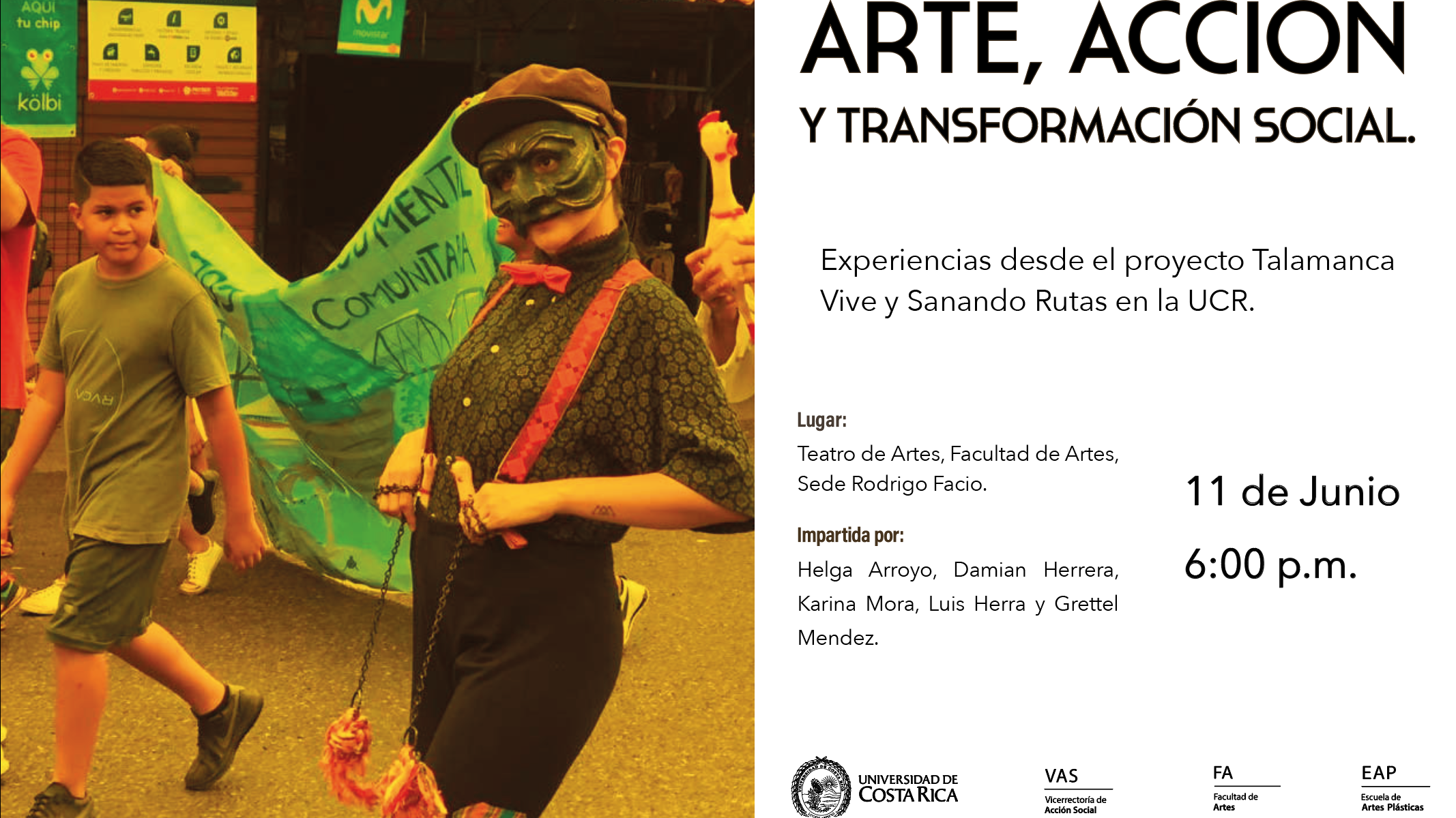 Afiche del conversatorio Arte, Acción y Transformación Social